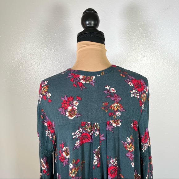 Free People Floral Keyhole flowy Tunic XS romantic Boho cottagecore fall indie - Picture 5 of 10